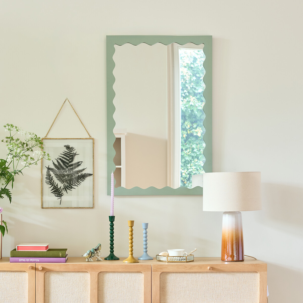 Lampe à poser céramique et lin hauteur 47 cm, Grezza caramel, LA REDOUTE INTERIEURS