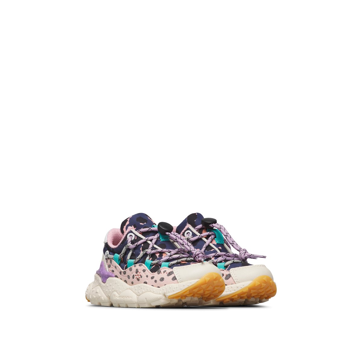 Sneakers en simili cuir et tissu technique RAIKIRI JUNIOR. beige-rose, NATURINO