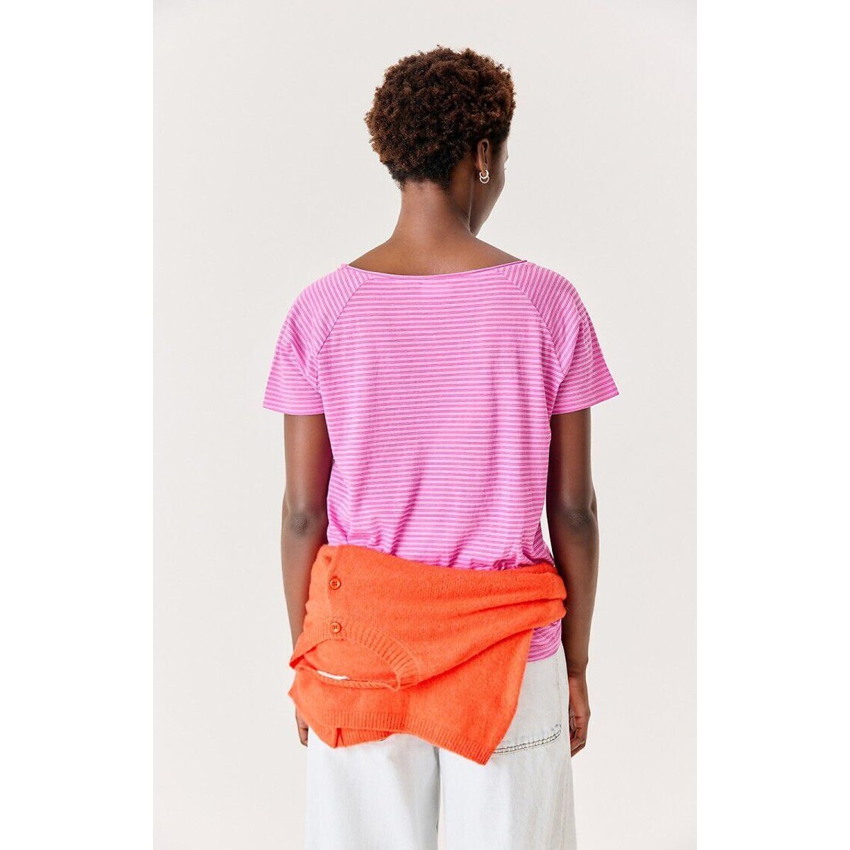 Laloom Striped Short Sleeve T-Shirt fuchsia, AMERICAN VINTAGE