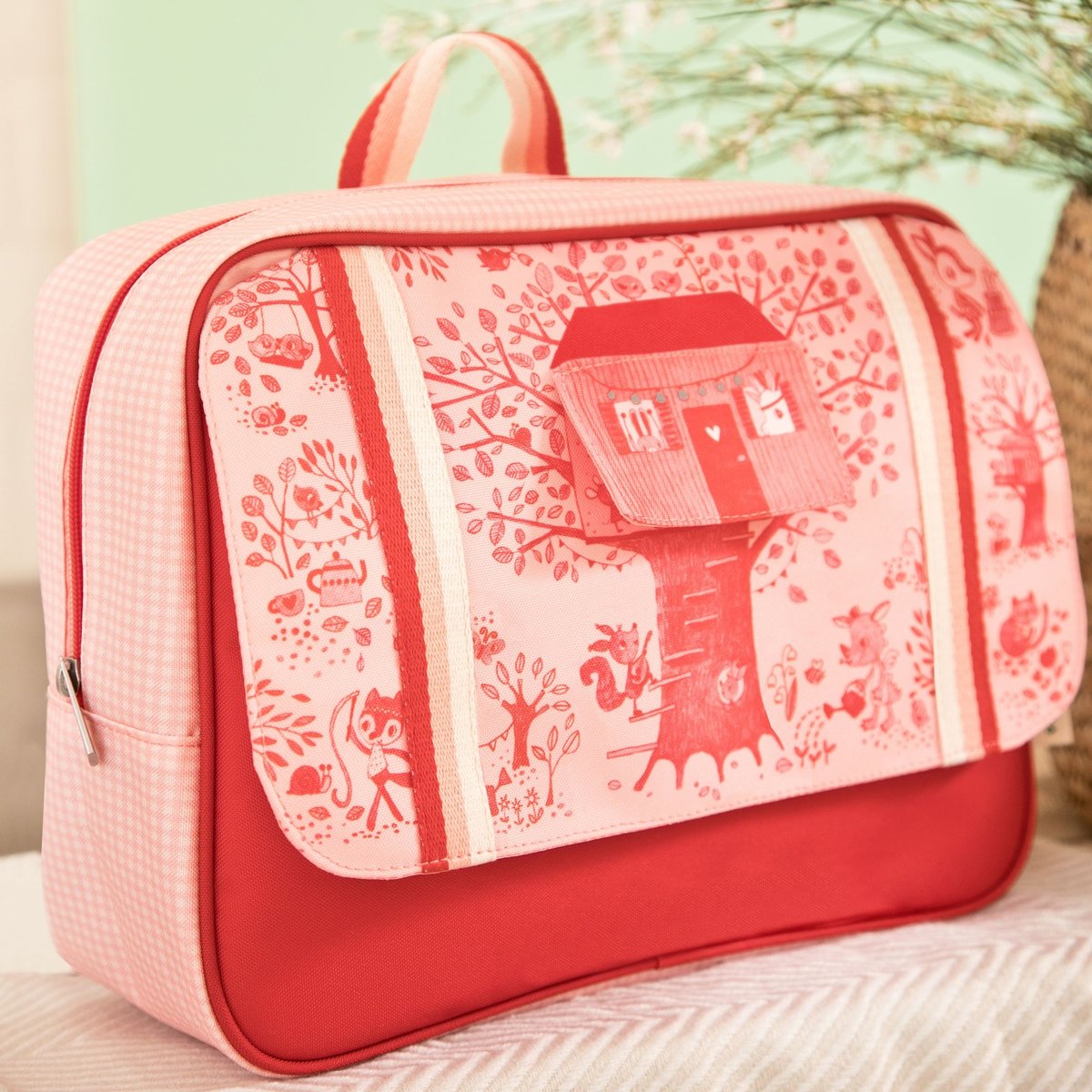 Cartable maternelle Happy Lena rouge, rose, écru, LILLIPUTIENS