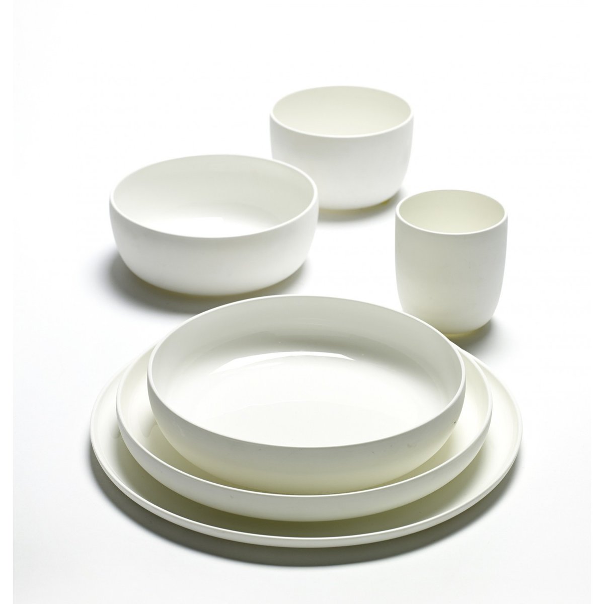 Assiette Haute Blanche S Diam 16 Base blanc mat à l'extérieur et blanc brillant à l'intérieur, SERAX