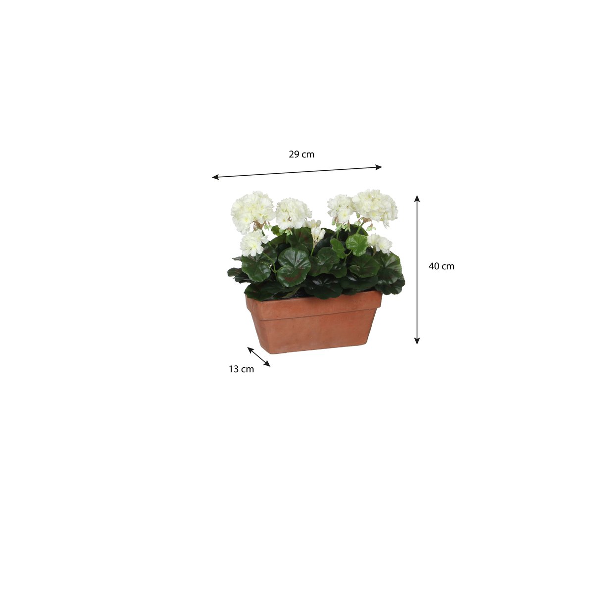 Plante artificielle en jardinière GERANIUM blanc, MICA DECORATIONS
