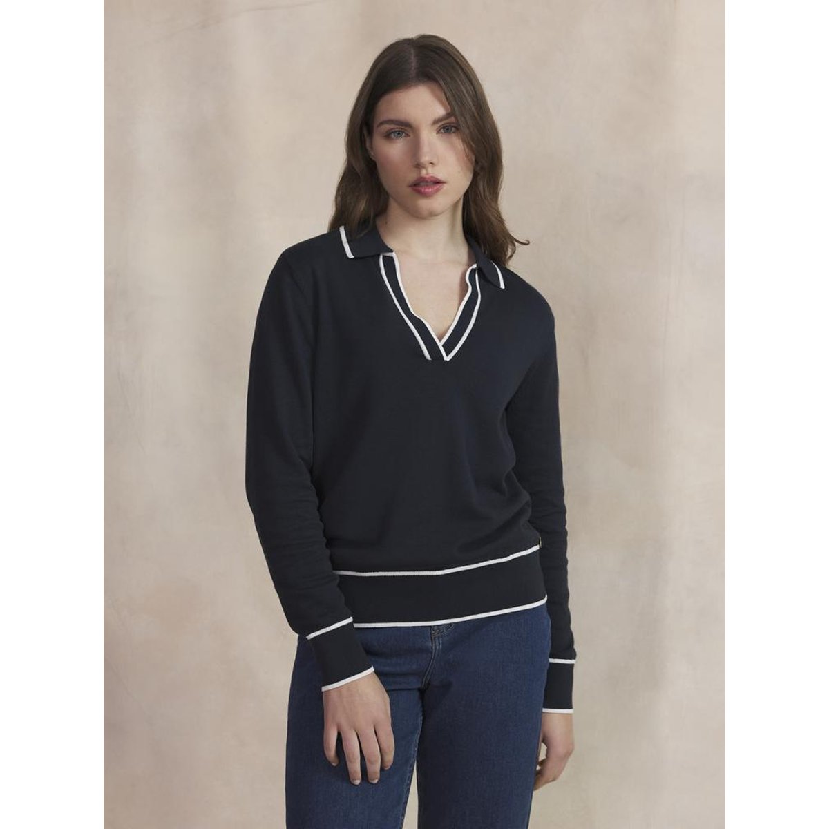 Polo manches longues ALAYAPOL marine, TBS