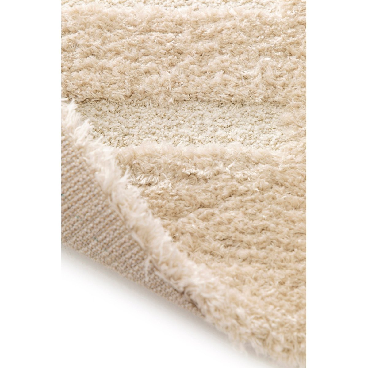 Tapis doux et épais en polyester recyclé effet relief PASSAGE beige sable, AFK LIVING
