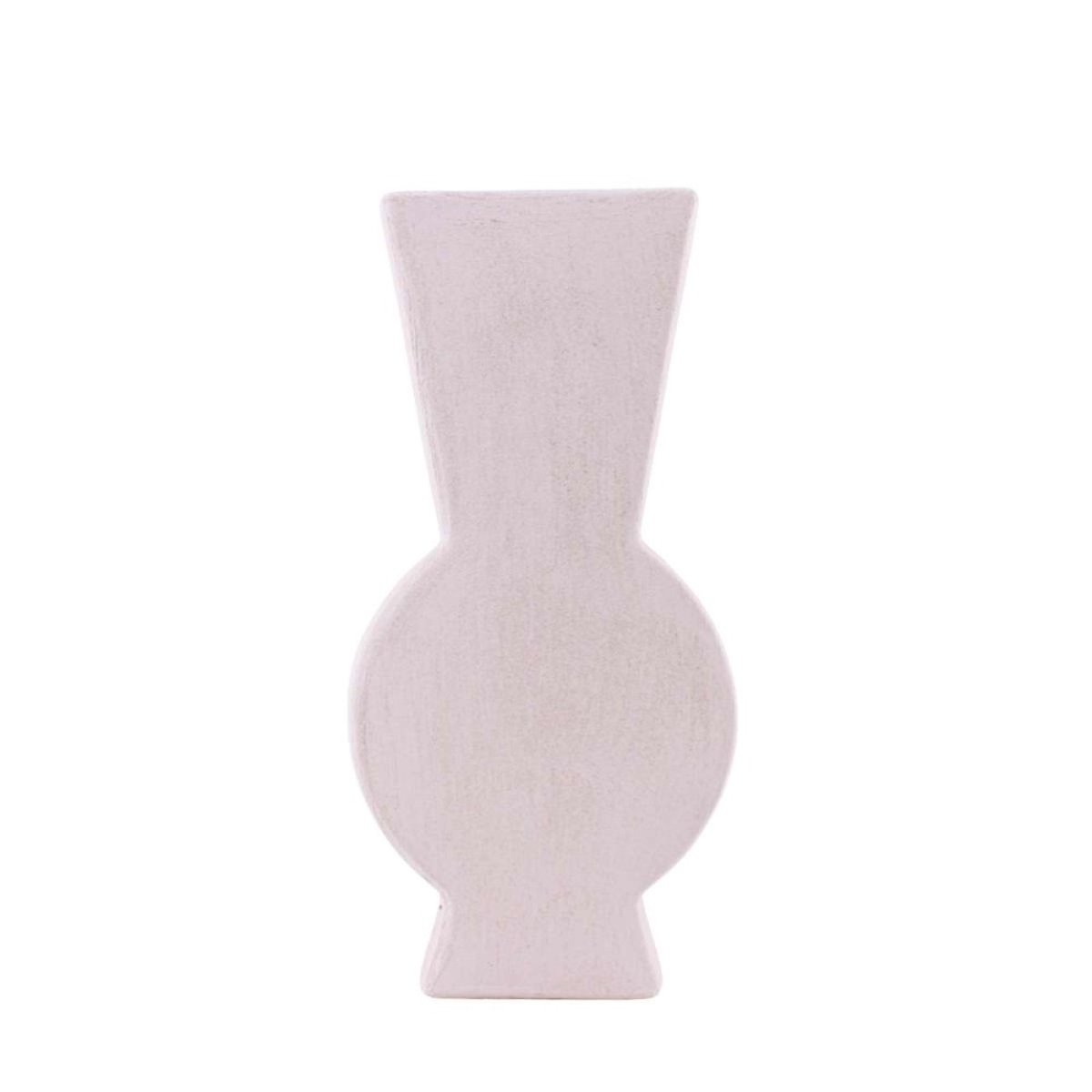 Vase design géométrique en grès, H38cm blanc, ORNAMI