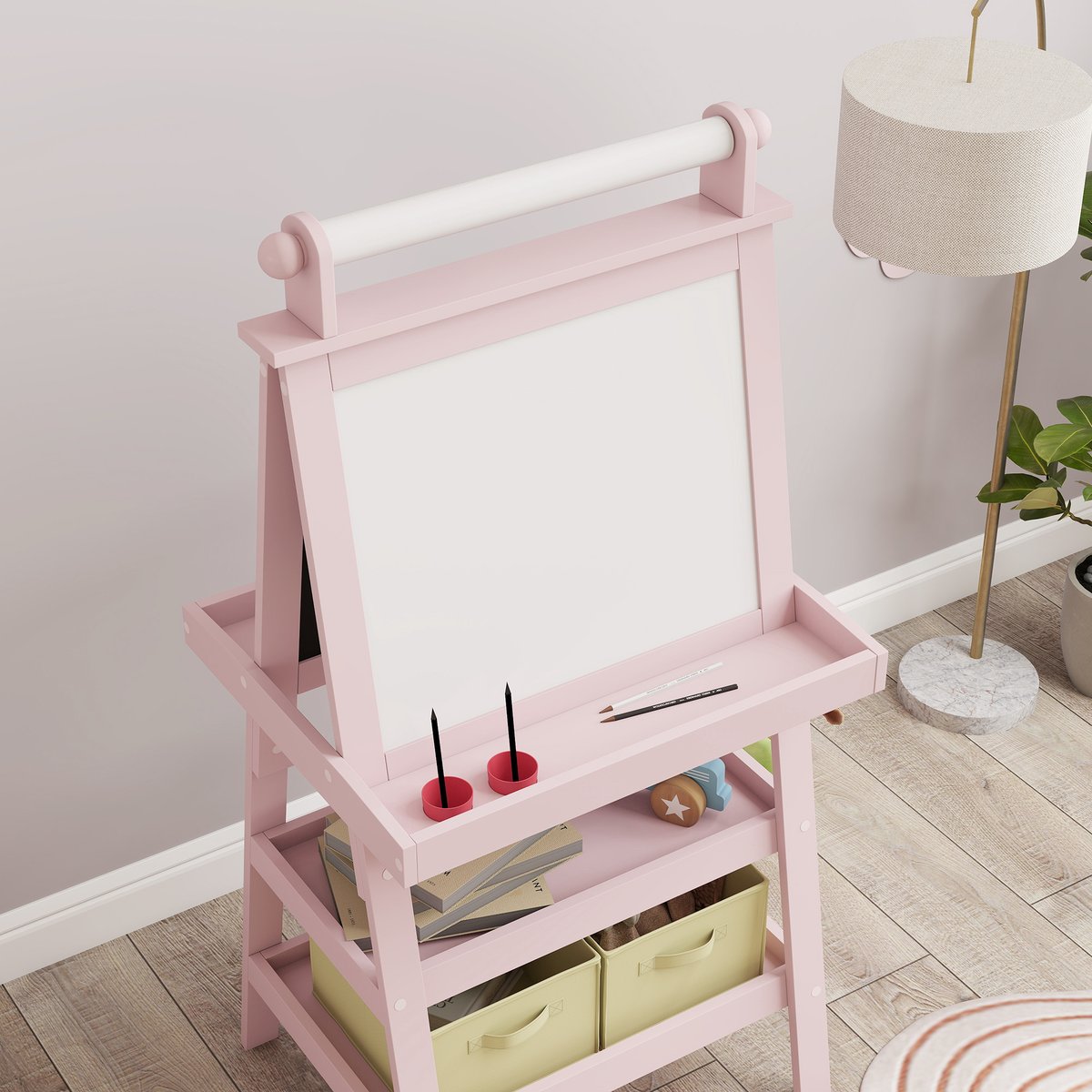 Chevalet pour enfants MDF Rose rose, rouge, beige, AIYAPLAY