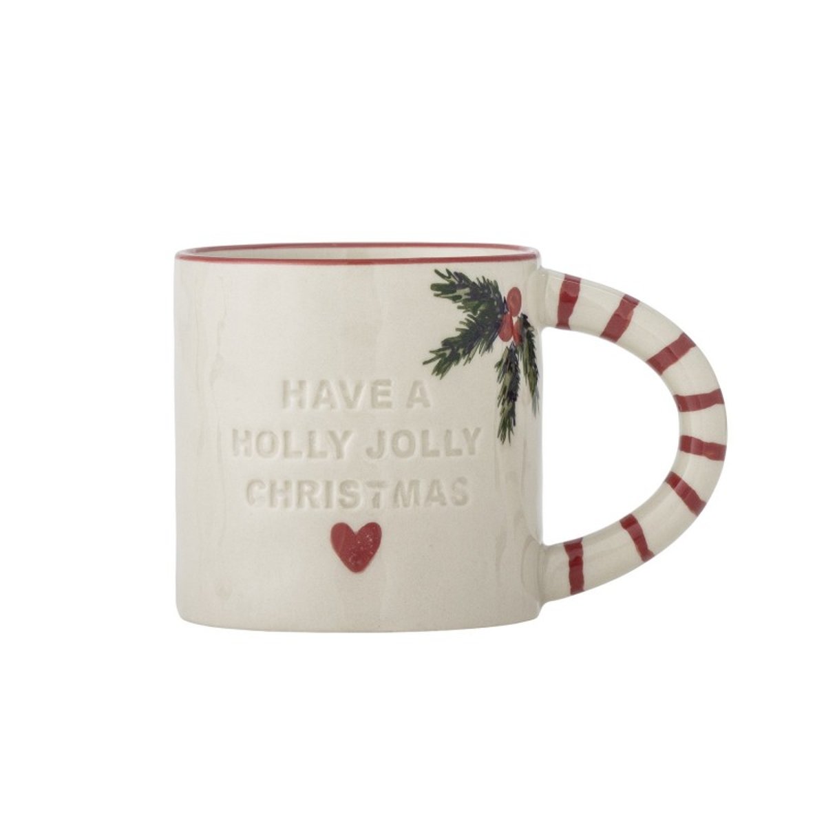 Mug grès décore noël Jovida set de 4 crème, BLOOMINGVILLE