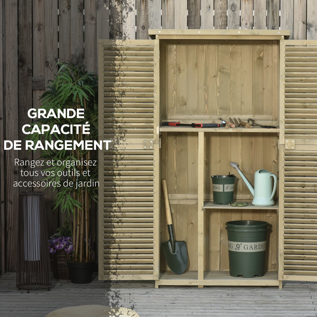 Abri de jardin Bois Sable, Vert vert, OUTSUNNY