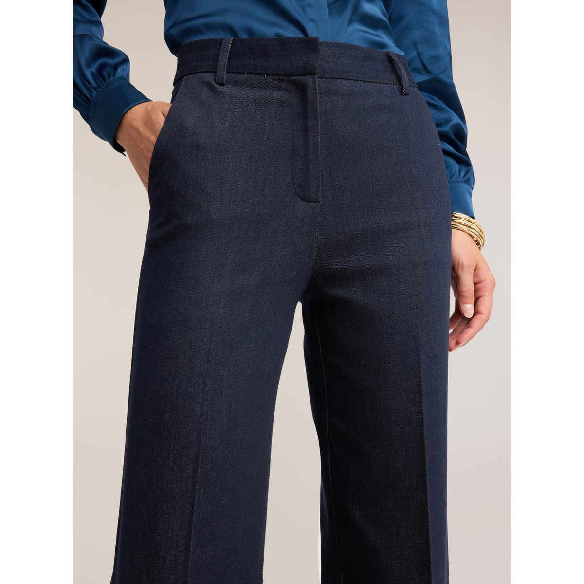 Jean sartorial avec pli repassé bleu, MOTIVI