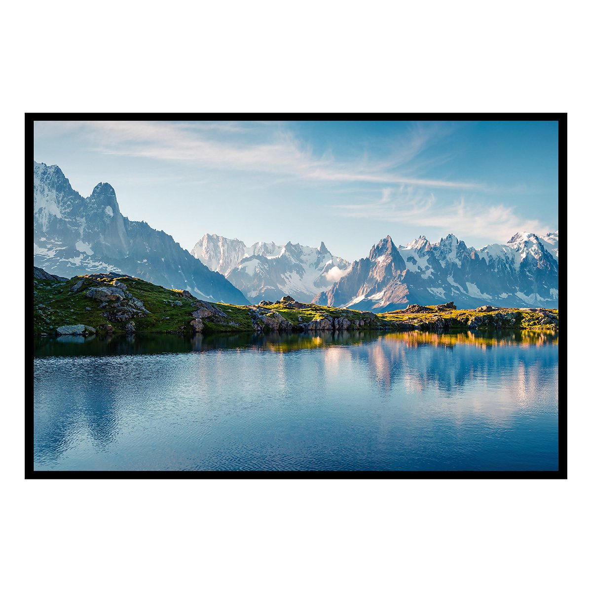 Affiche encadrée Lac de montagne affiche + cadre en métal - noir, HEXOA