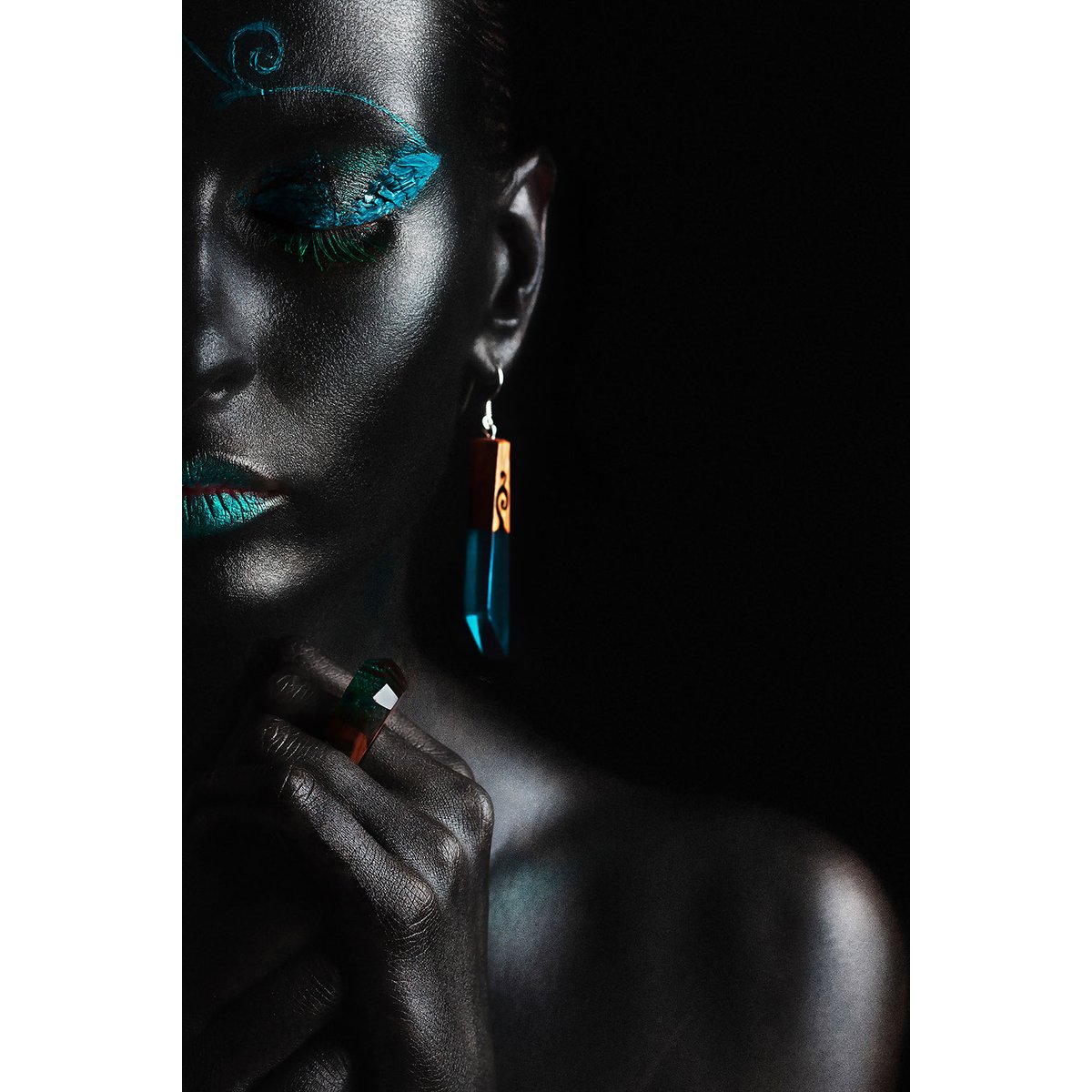 Tableau  d'art girl turquoise tableau alu dibond, HEXOA