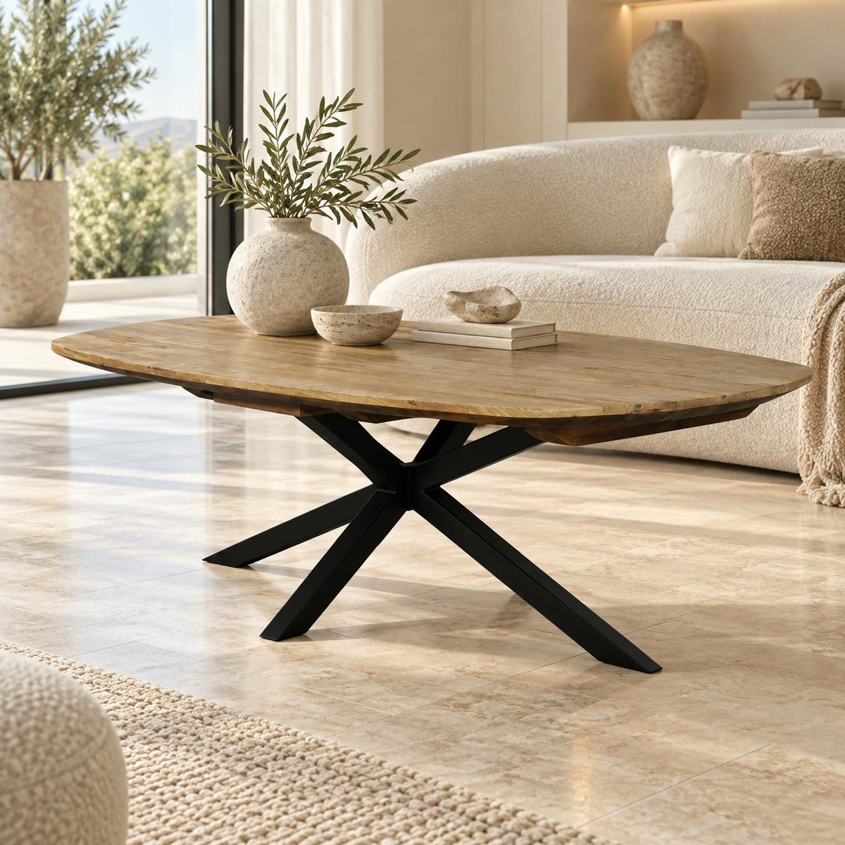Table basse en bois de teck recyclé, forme ovale DEPOK bois naturel, PIER IMPORT