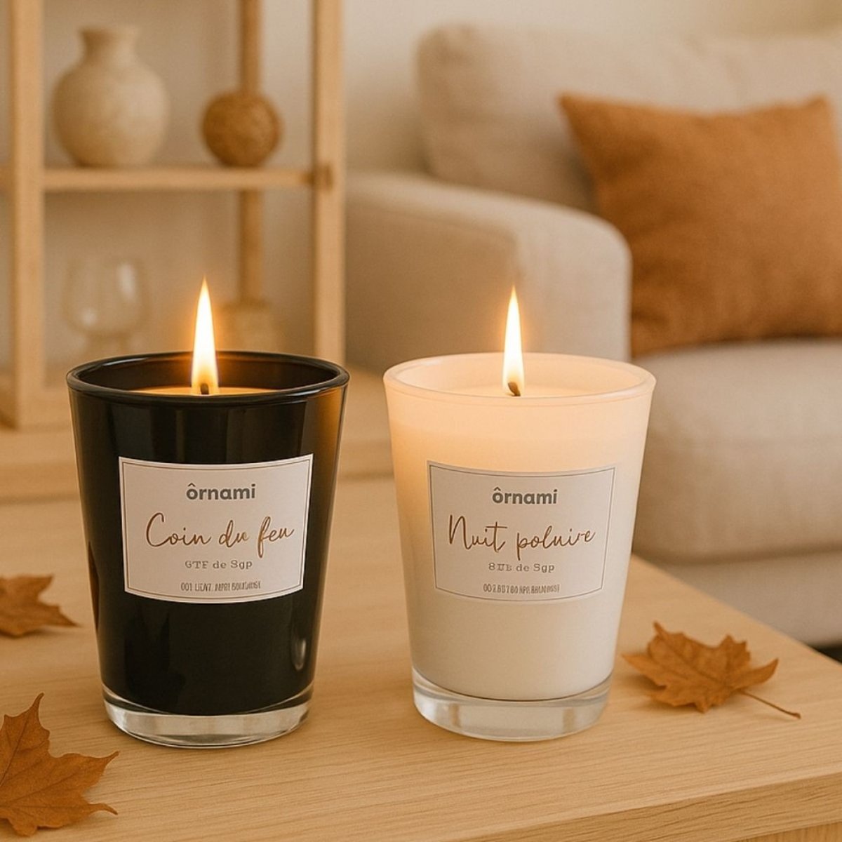 Bougie parfumée en cire de soja "Coin du feu" 280GR noir, ORNAMI