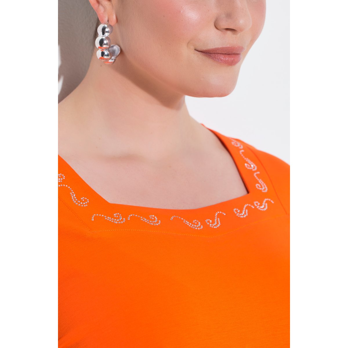 T-shirt en coton Pima orange clair, ULLA POPKEN