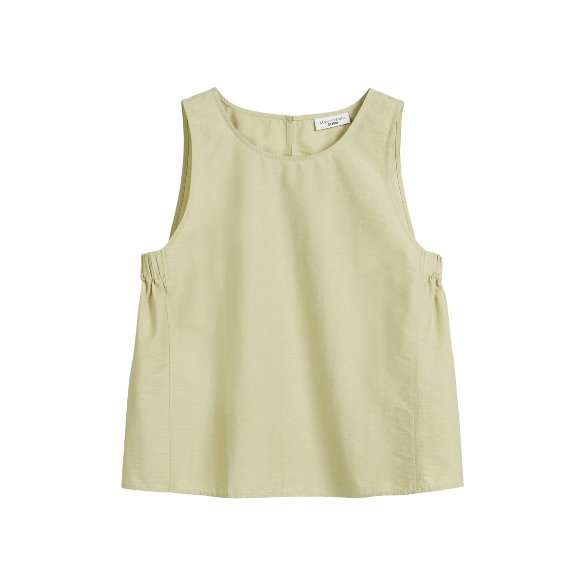Top chemisier regular cropped en mélange de coton organique vert, MARC O’POLO DENIM