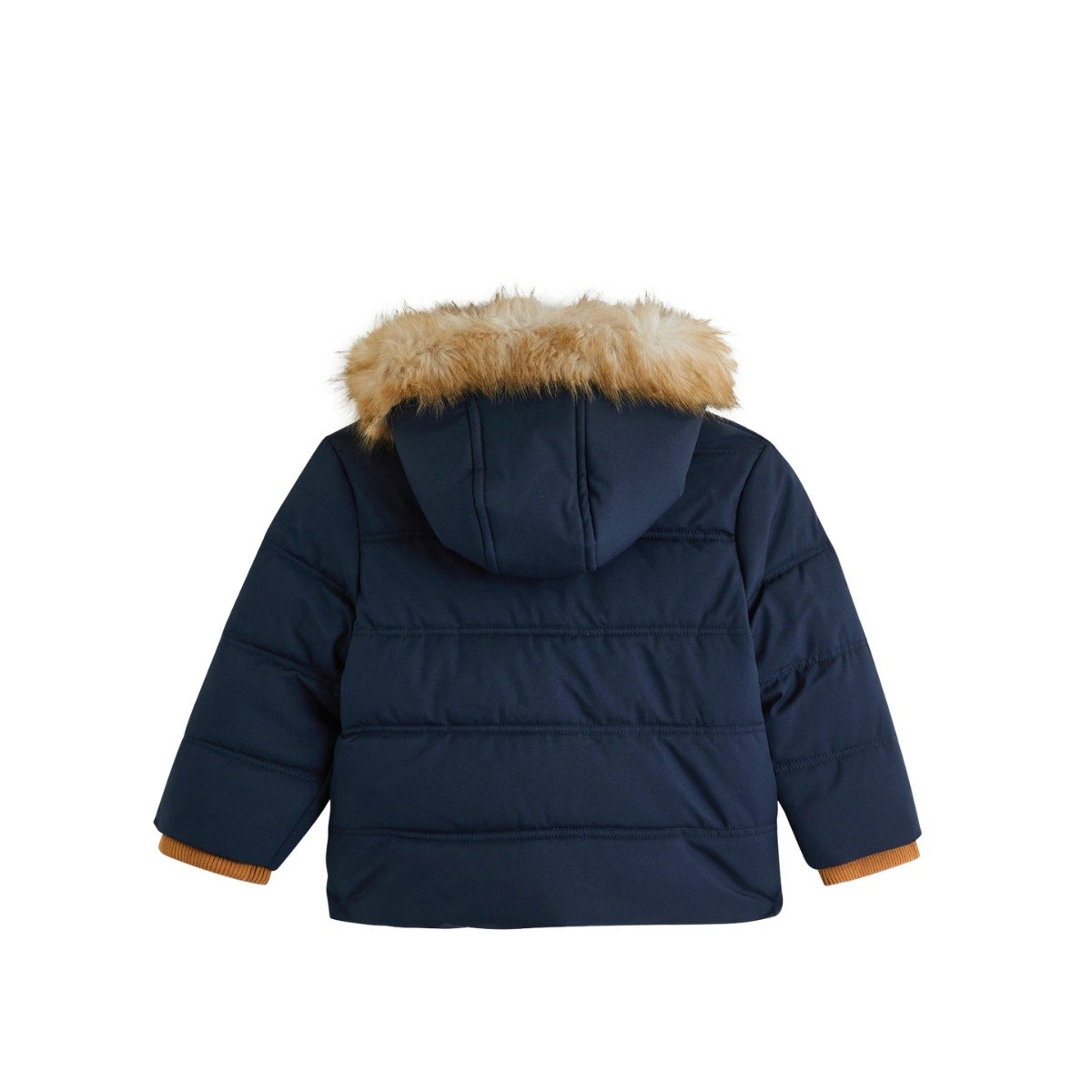 Doudoune enfant imperméable doublée sherpa avec capuche Louis bleu, PETIT BEGUIN