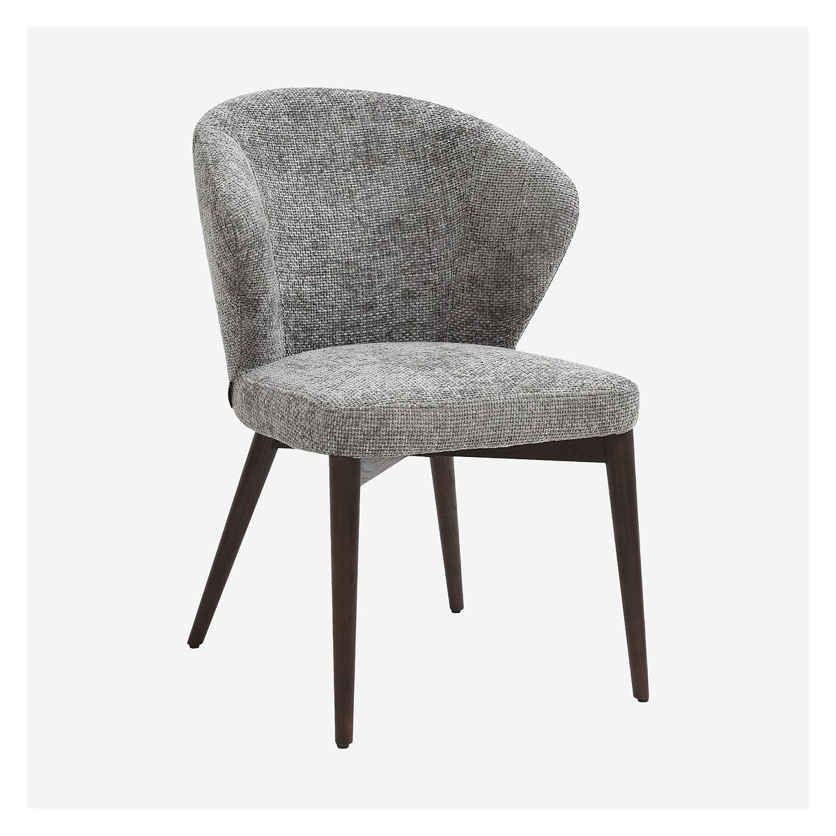 Lot de 2 chaises en tissu chenille et bois massif couleur noyer LURIS gris, HABITAT