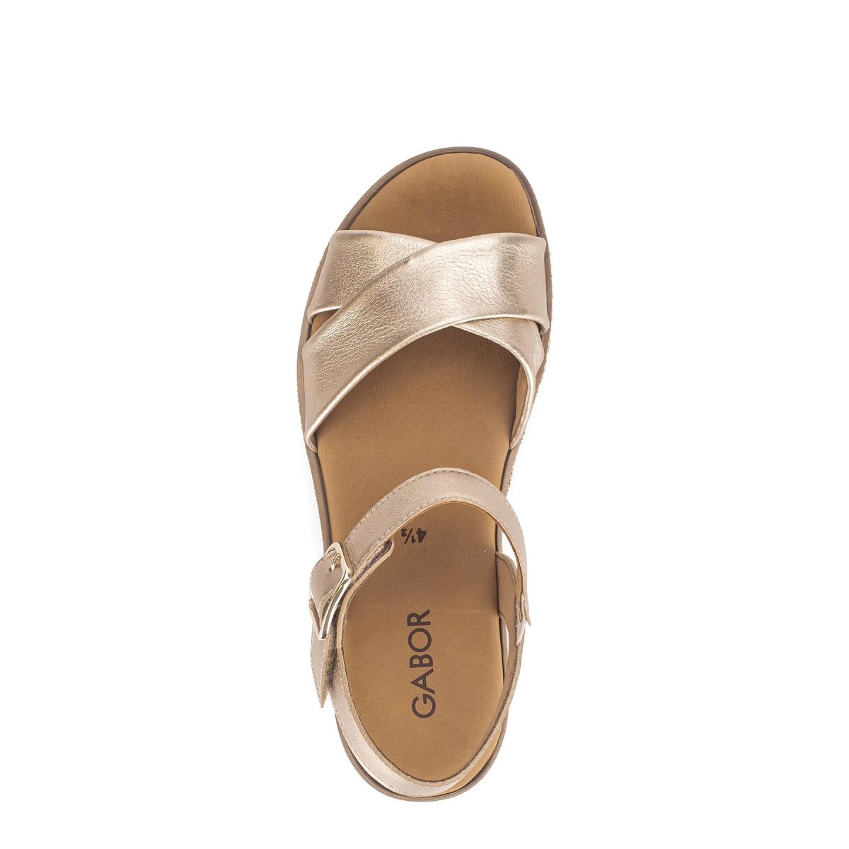 Sandales en cuir à talon compensé doré, GABOR