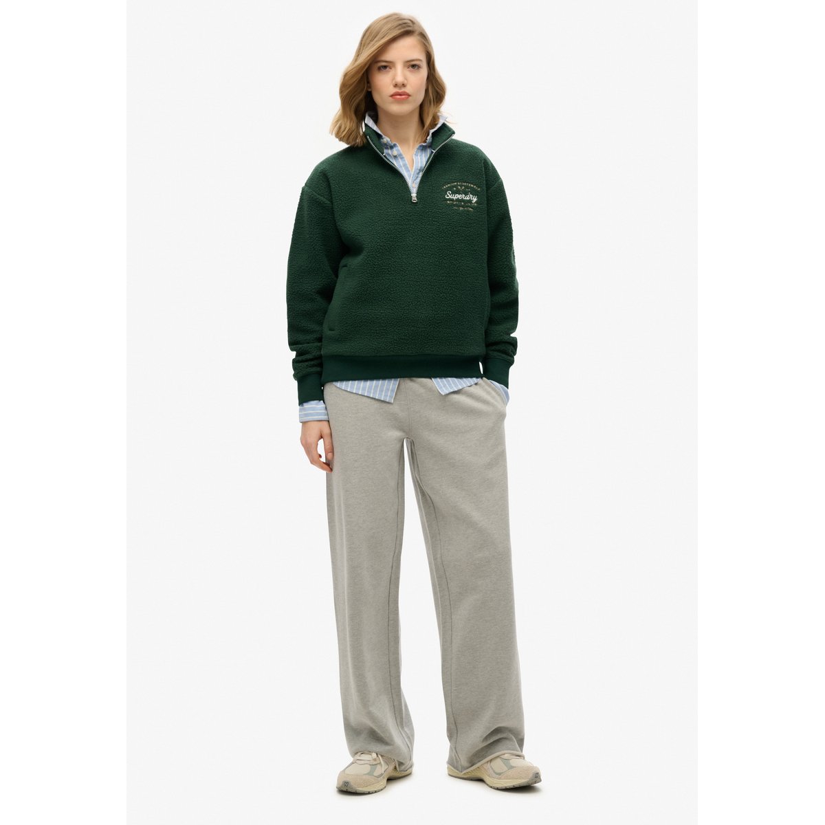 Sweat en polaire à col camionneur Country Club vert émail, SUPERDRY