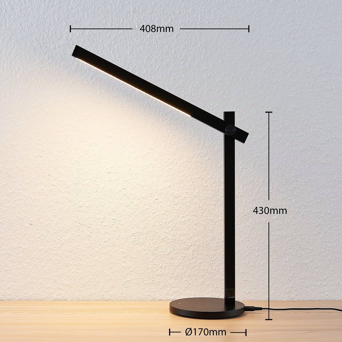 Lampe à poser moderneLED, Loretta noir, LINDBY