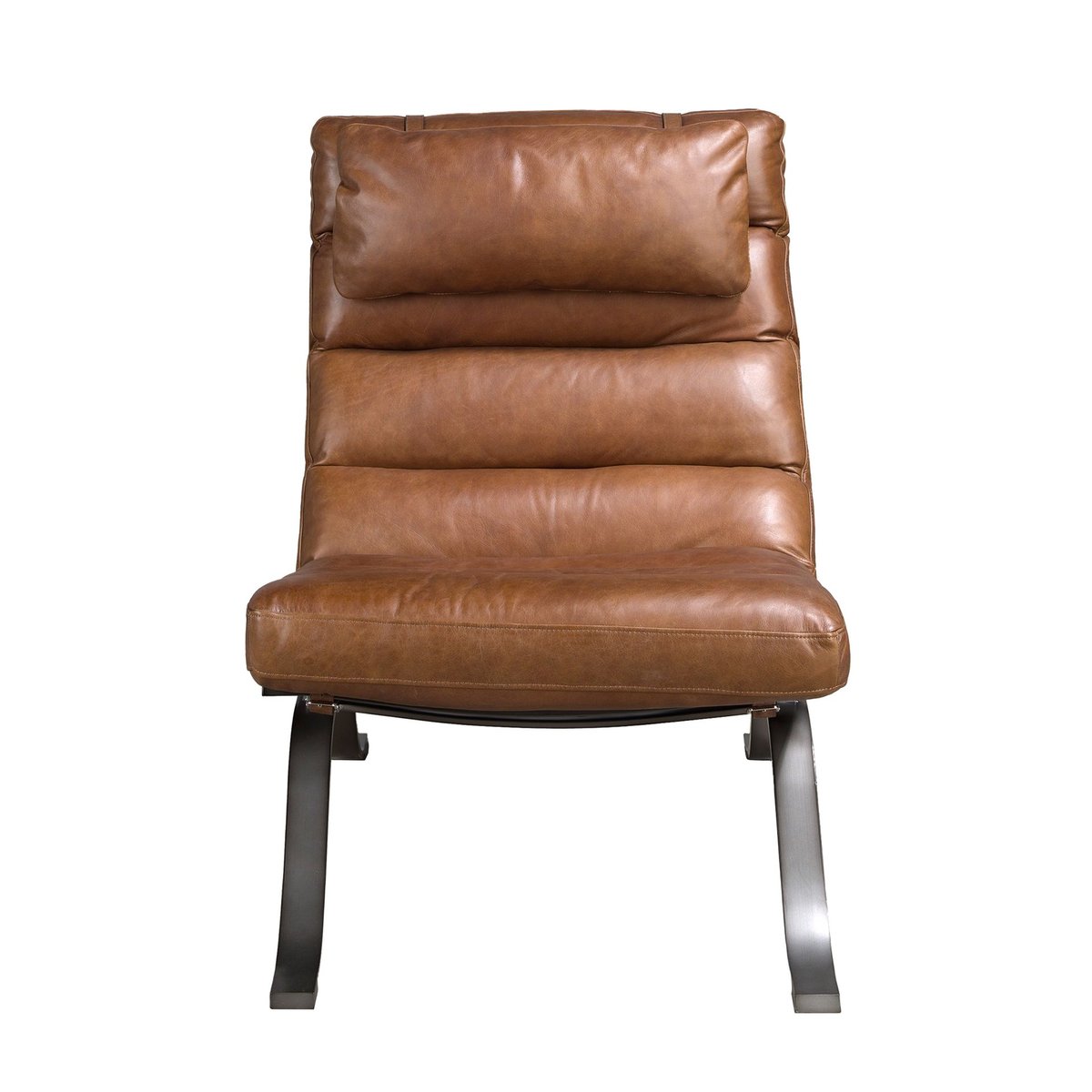 Fauteuil en cuir marron foncé | acier noir, ANGEL CERDA