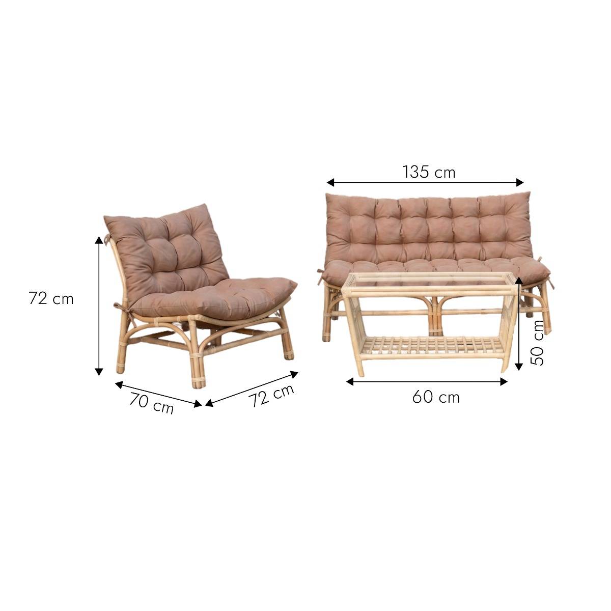Salon de jardin en rotin et tissu RATTAN bois foncé, MADE IN MEUBLES 
