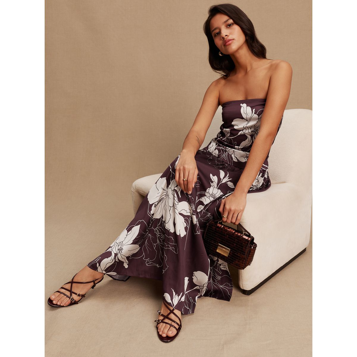 Jupe midi en satin kew collection bordeaux/écru, NEXT