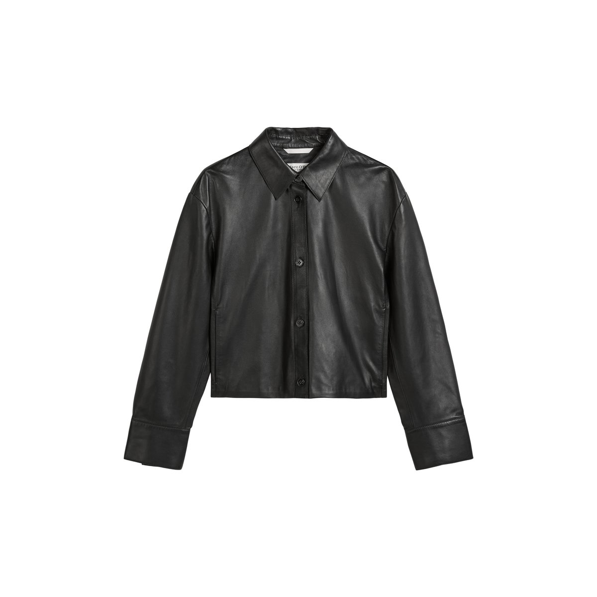 Chemise en cuir regular en cuir d'agneau souple noir, MARC O'POLO