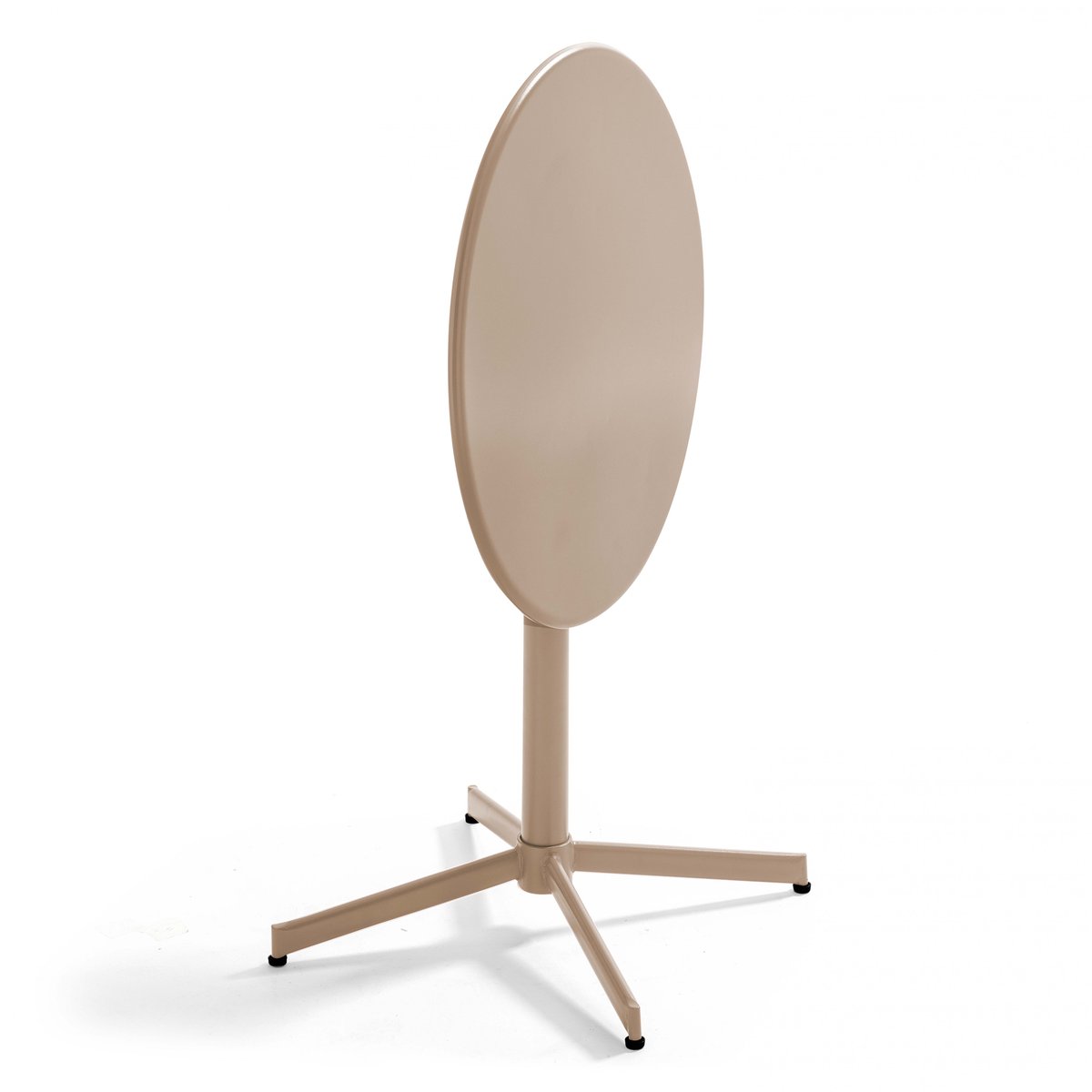 Salon de jardin table ronde et 4 chaises en métal, PALAVAS taupe, OVIALA
