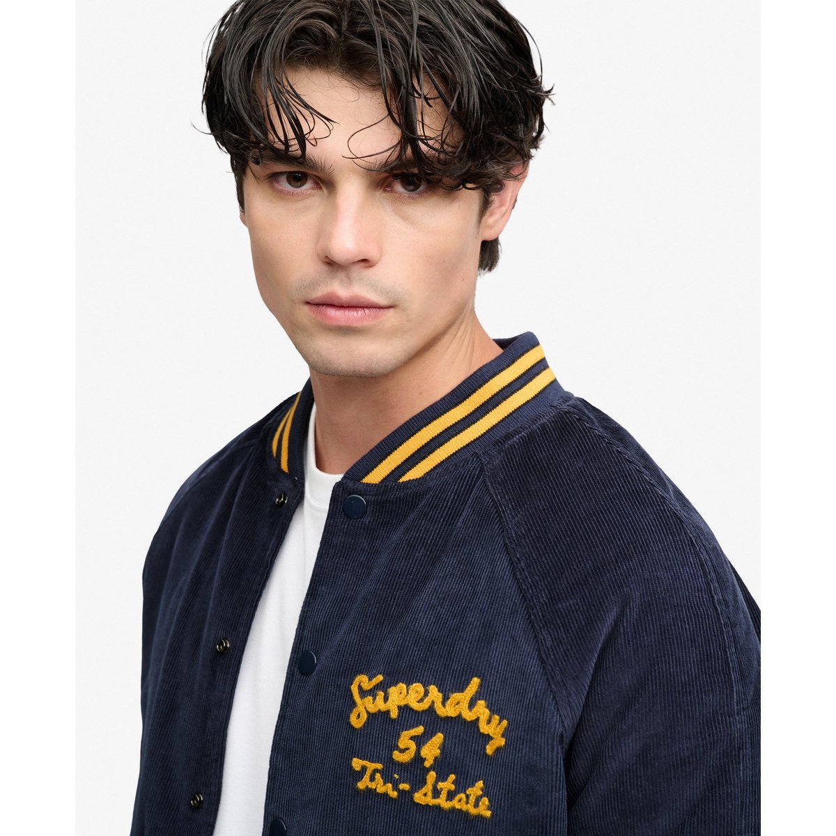 Veste Bomber Varsity en Velours Côtelé Coupe Décontractée bleu marine standard, SUPERDRY