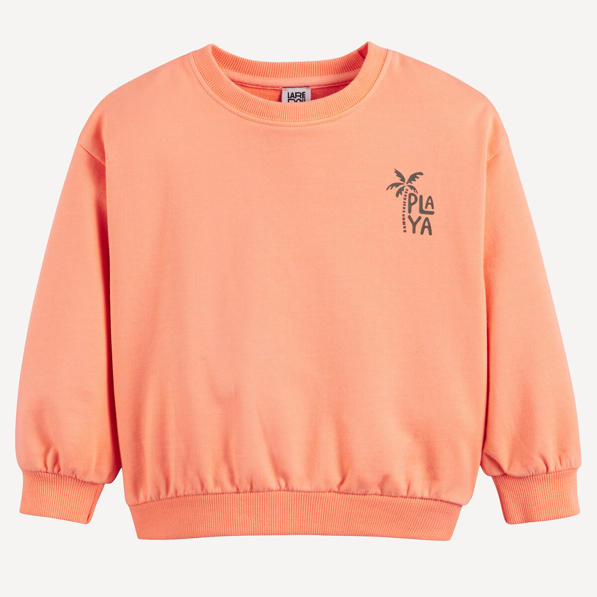 Back Print Sweatshirt with Crew Neck coral orange, LA REDOUTE COLLECTIONS