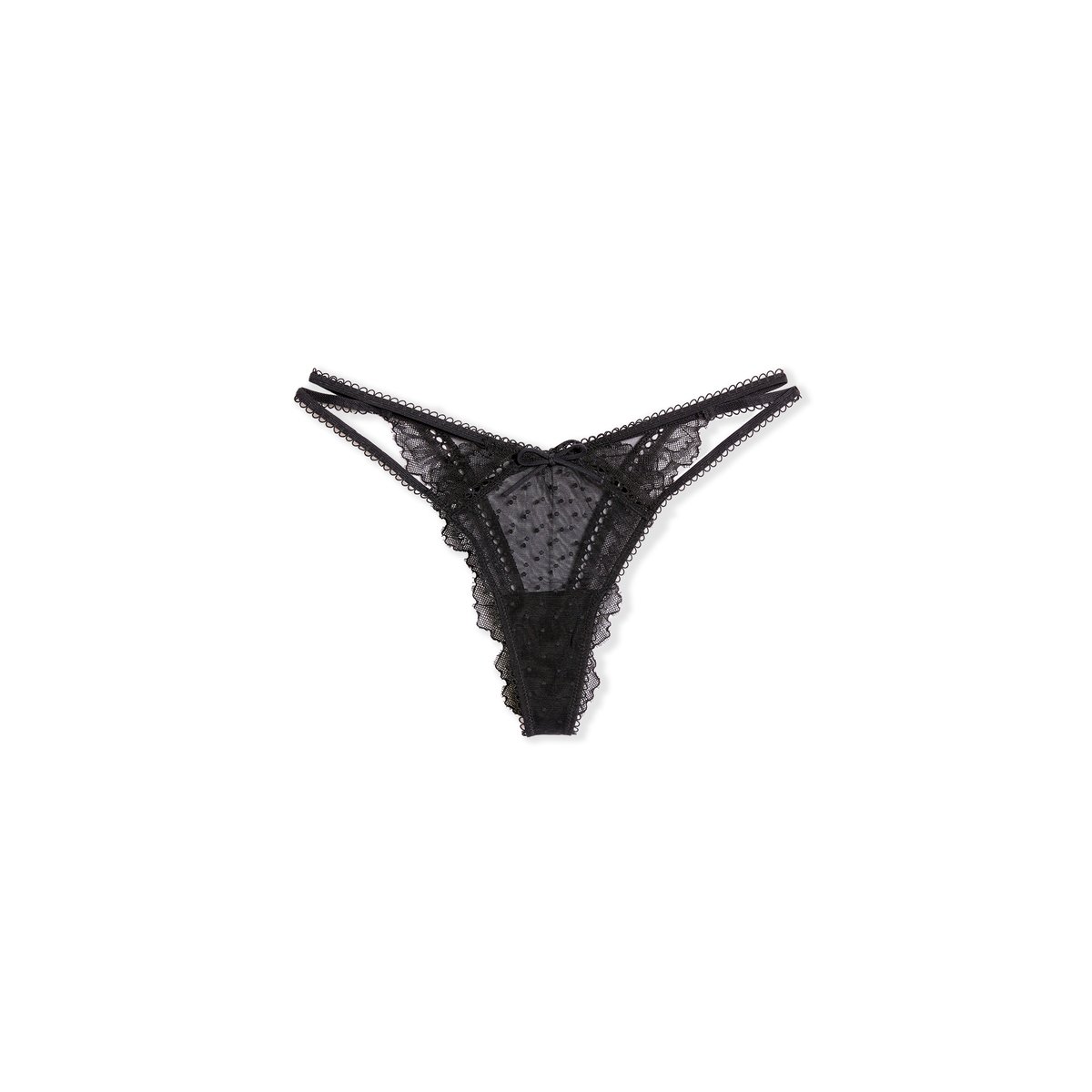 Tanga en tulle et dentelle PETRA noir, ETAM