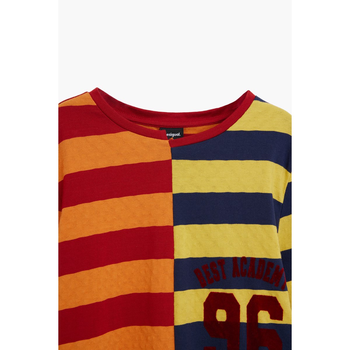 T-shirt moulant à rayures rouge, DESIGUAL