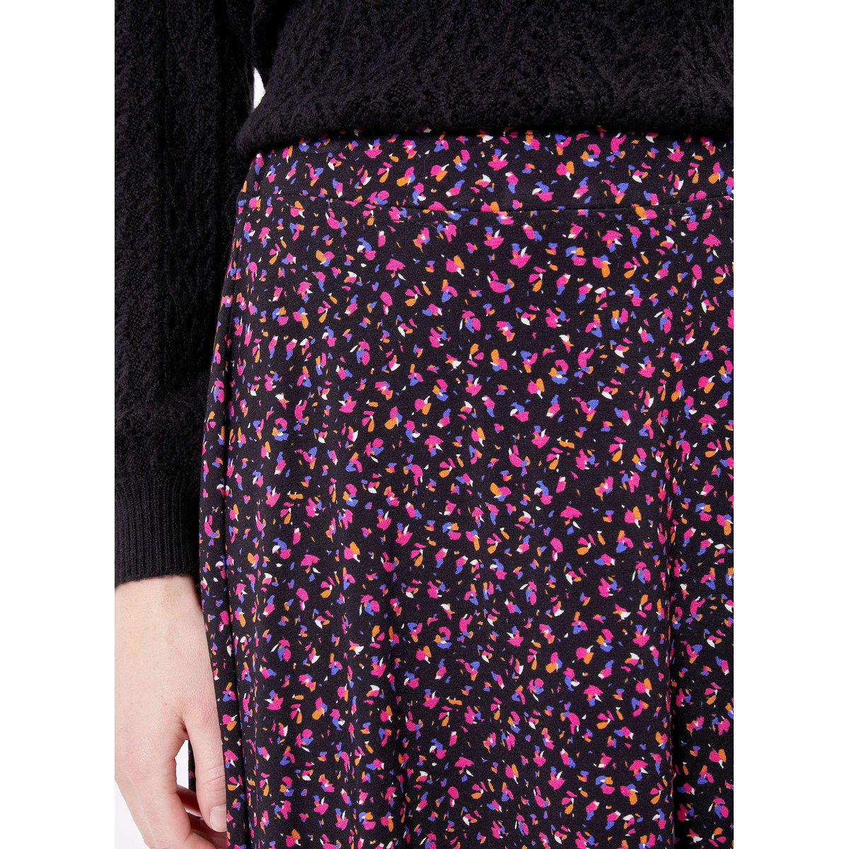 Jupe midi maille imprimée ELINA violet, PRINCESSE NOMADE