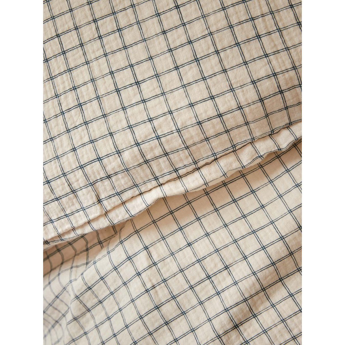 Housse de couette enfant gaze de coton "Carreaux" bleu, CYRILLUS