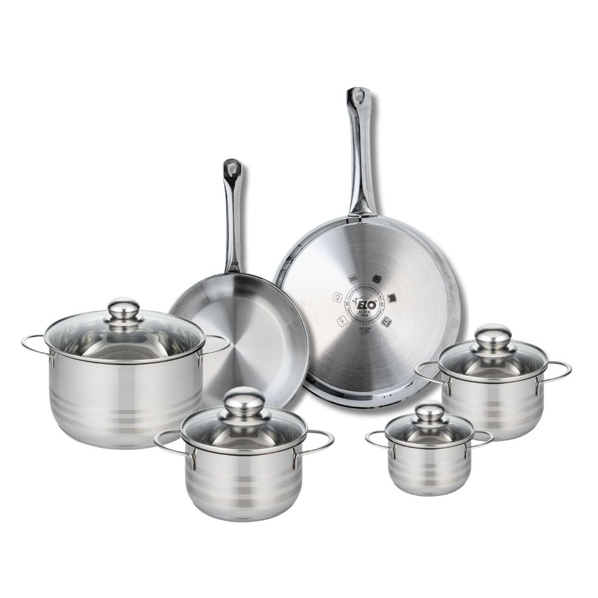 2 poêles 24/28cm + 4 faitouts 12/14/16/20cm PROFI BRILLANT gris, ELO