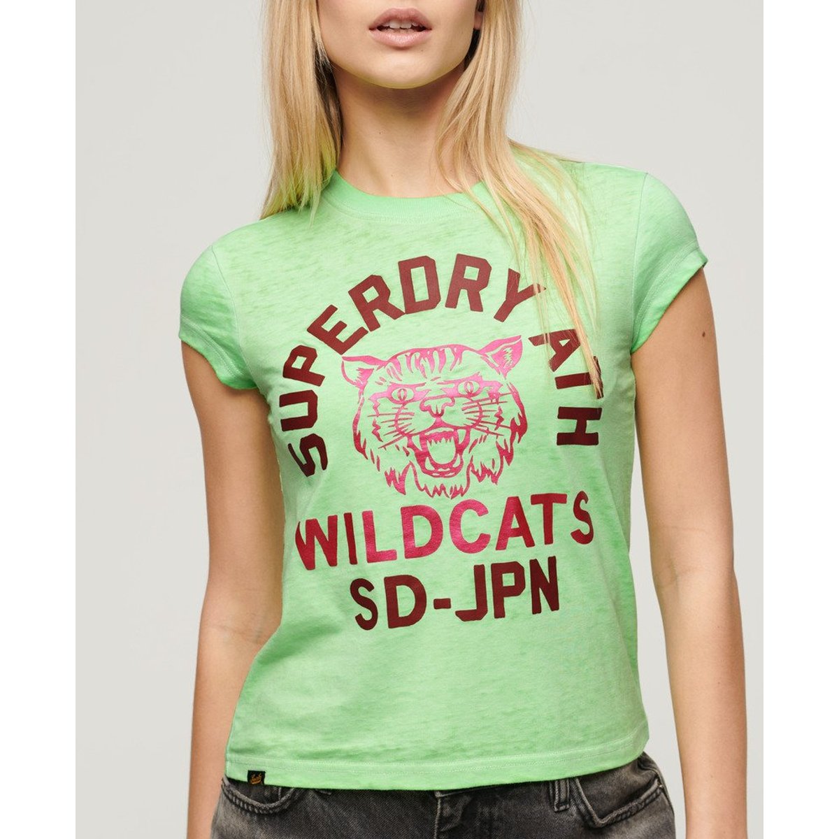 T-shirt effet dévoré Varsity vert menthe néon, SUPERDRY