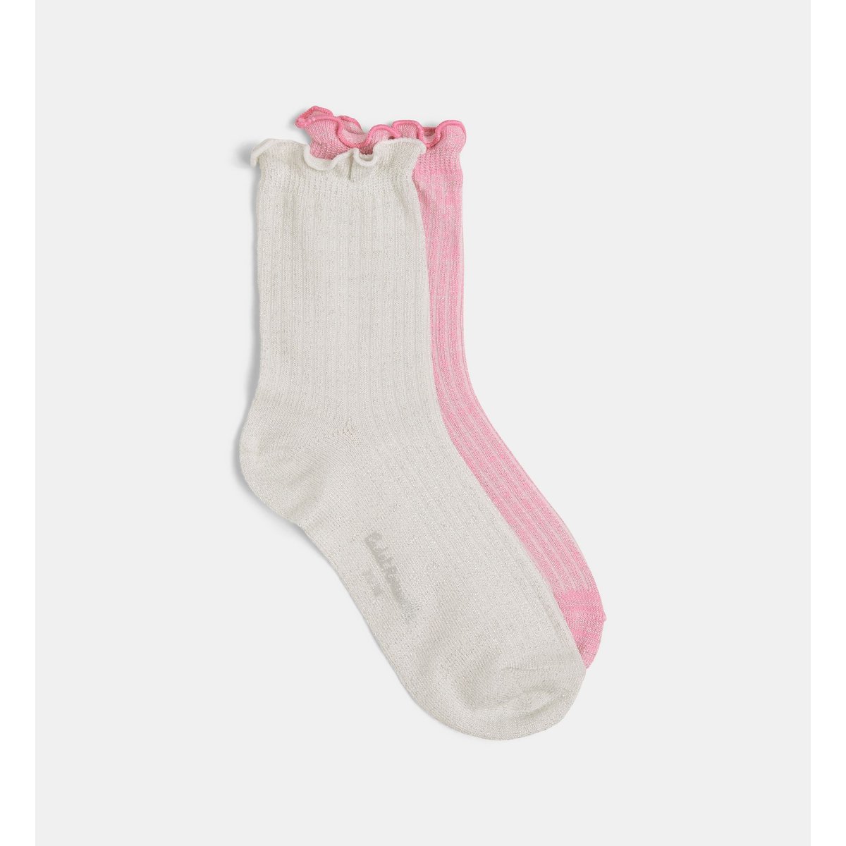 Lot de 2 chaussettes lasokete lur en coton écru et rose, CADET ROUSSELLE