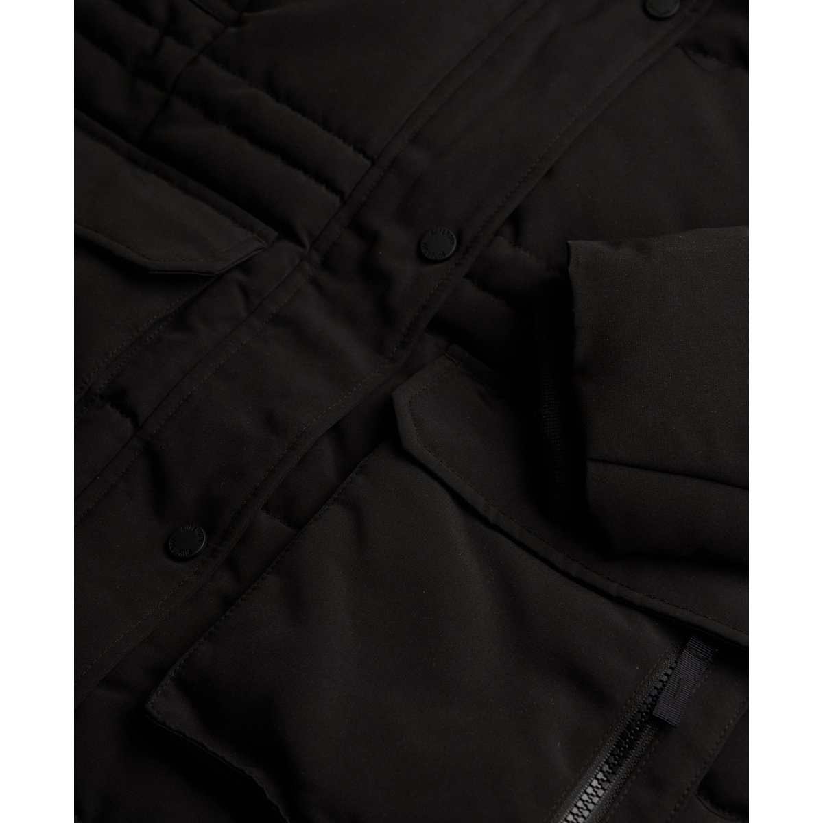 Doudoune Everest longue à capuche noir, SUPERDRY
