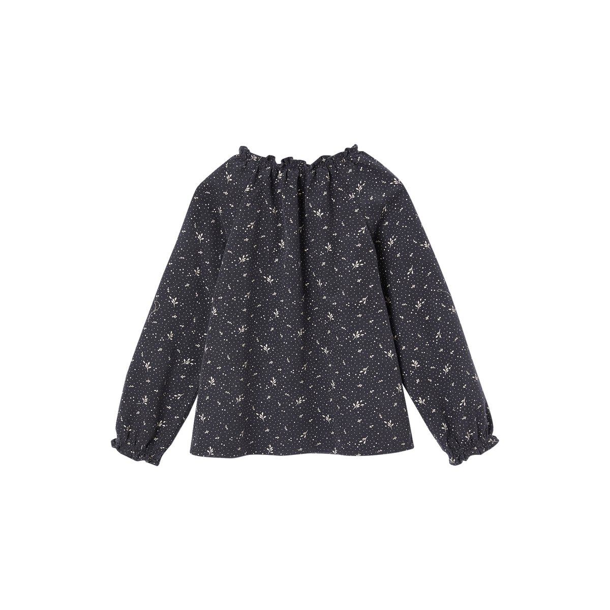Blouse à fleurs en velours milleraies anthracite, VERTBAUDET