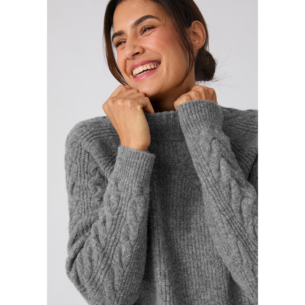 Pull à torsades Thermolactyl gris chiné, DAMART