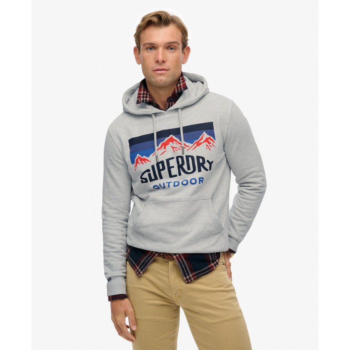 Sweat à capuche décontracté Mountain gris glacier chiné, SUPERDRY