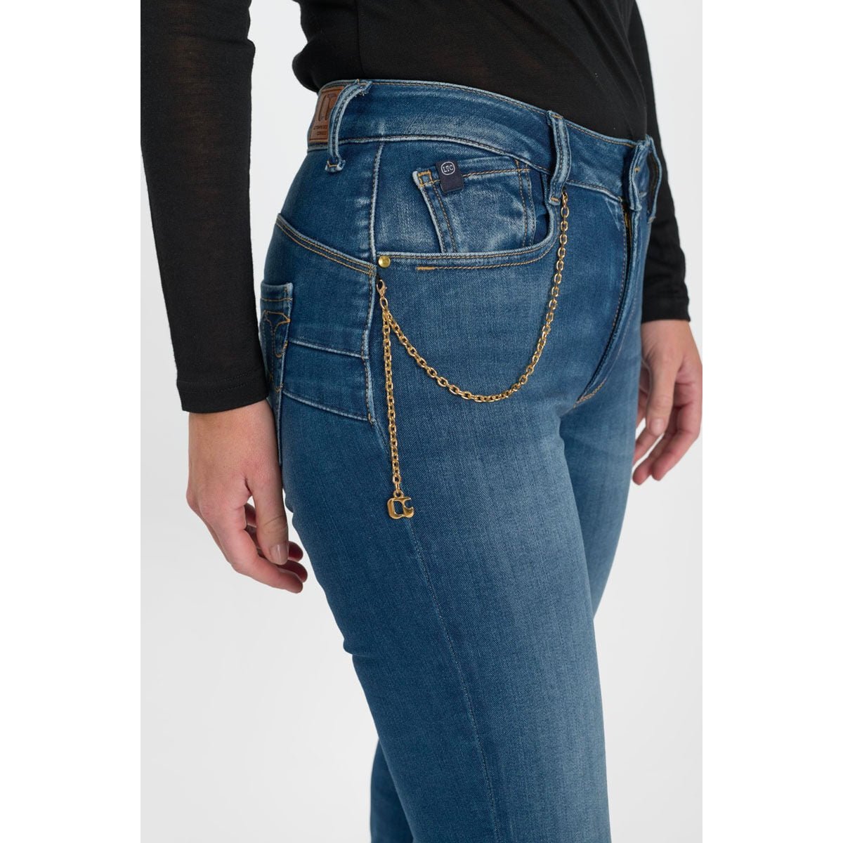 Jeans push-up slim taille haute PULP, longueur 34 blue, LE TEMPS DES CERISES