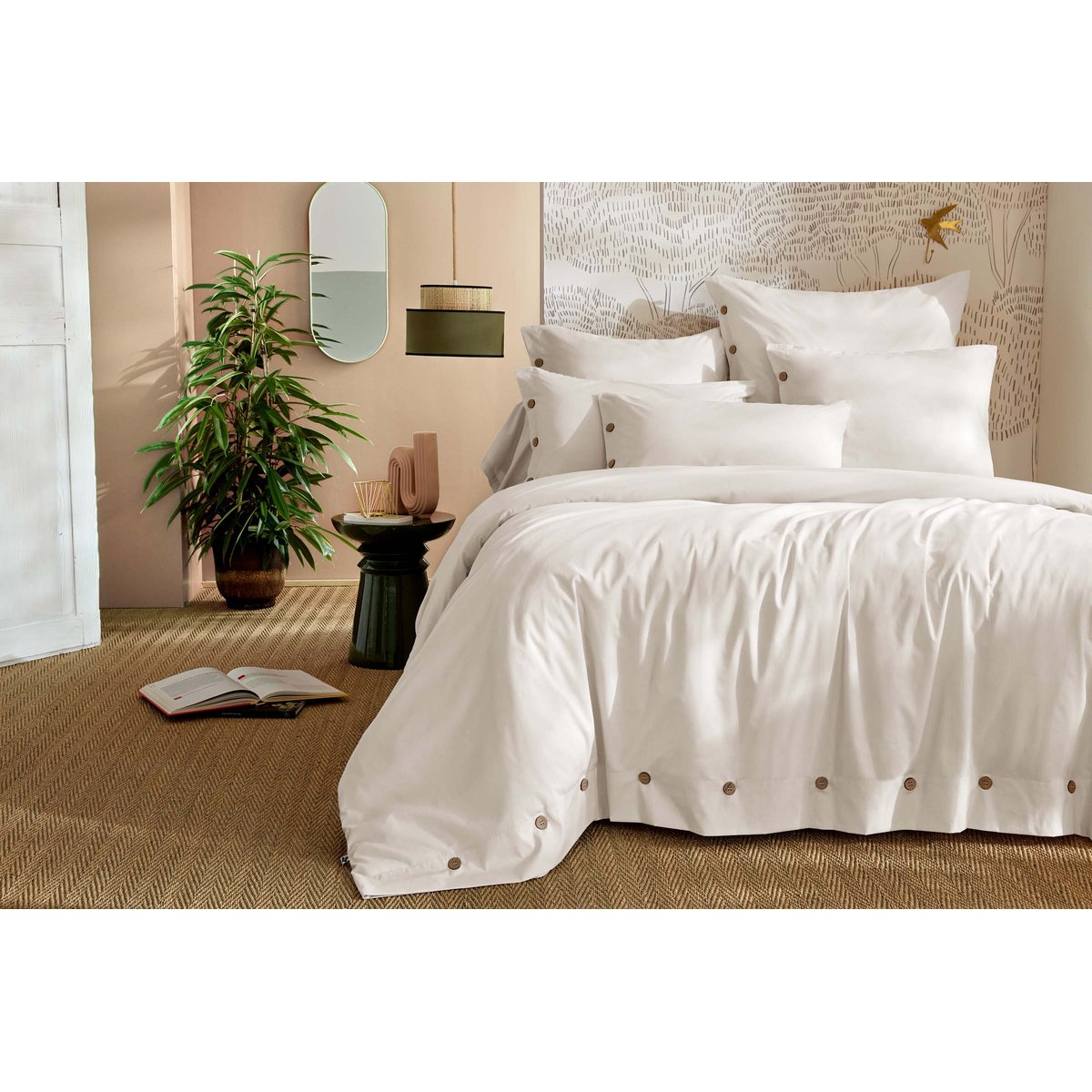 Housse de couette en percale Perrine blanc, EDEN