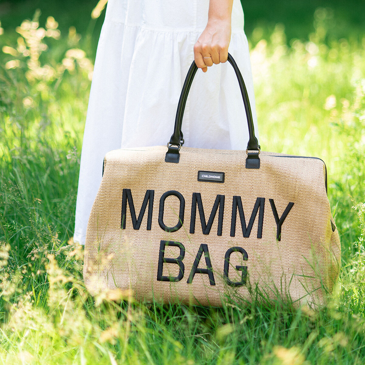 Luiertas mommy bag, raffia beige , CHILDHOME