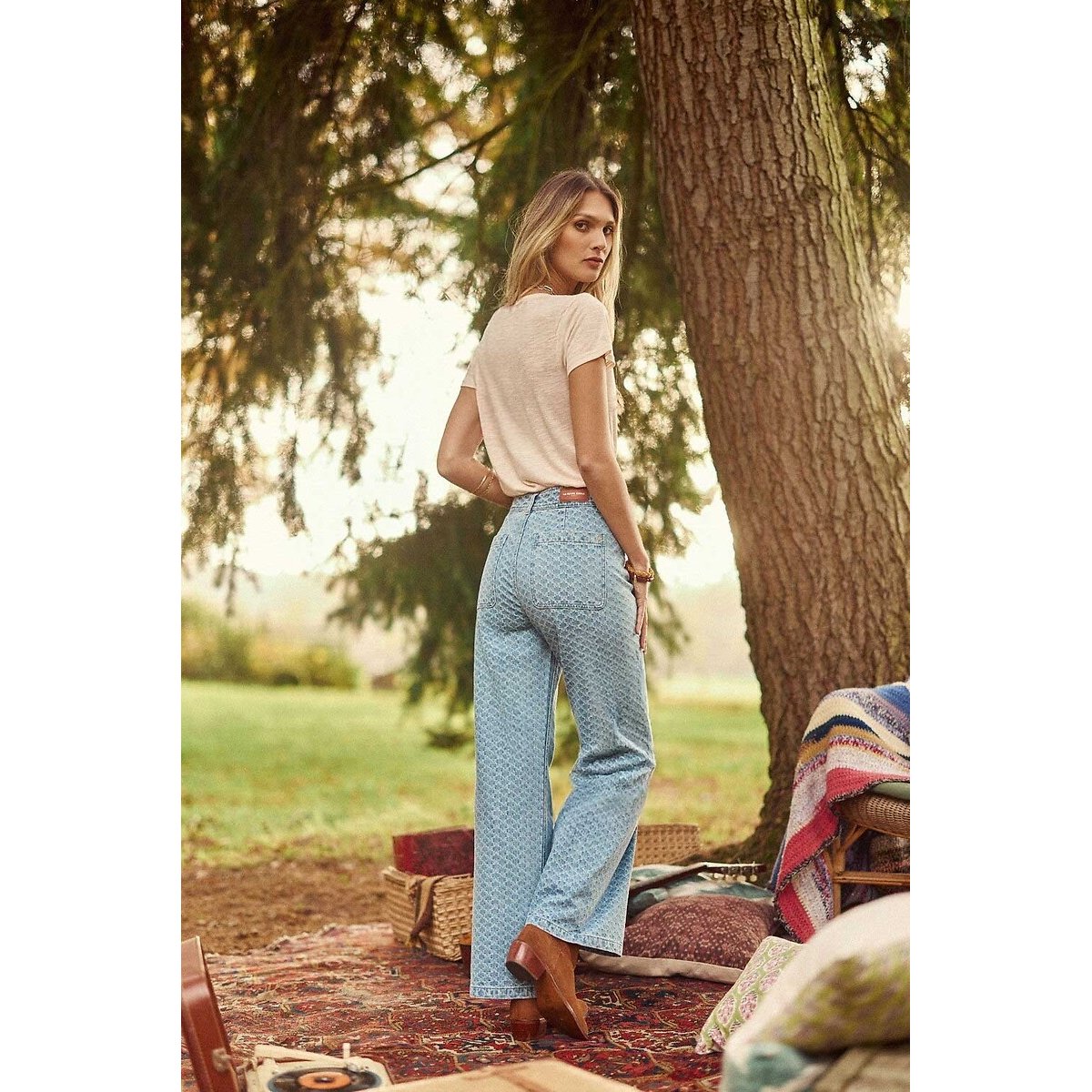 Paphos Printed Straight Jeans with Wide Leg stonewashed, LA PETITE ETOILE