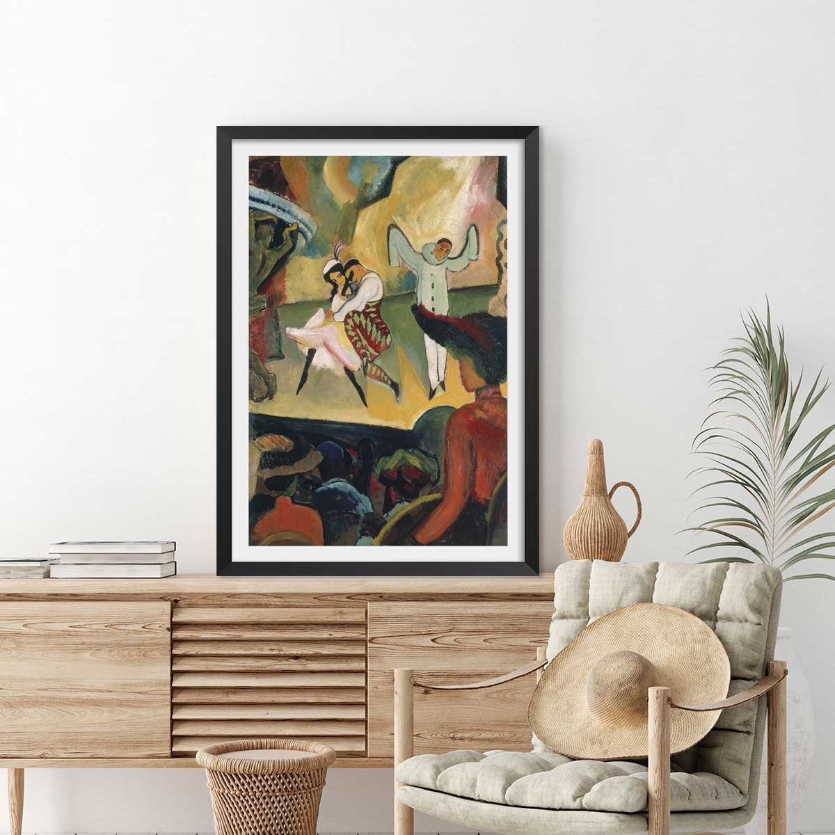 Affiche celebre Russisches Ballett I par August Macke affiche + cadre en bois - noir, HEXOA