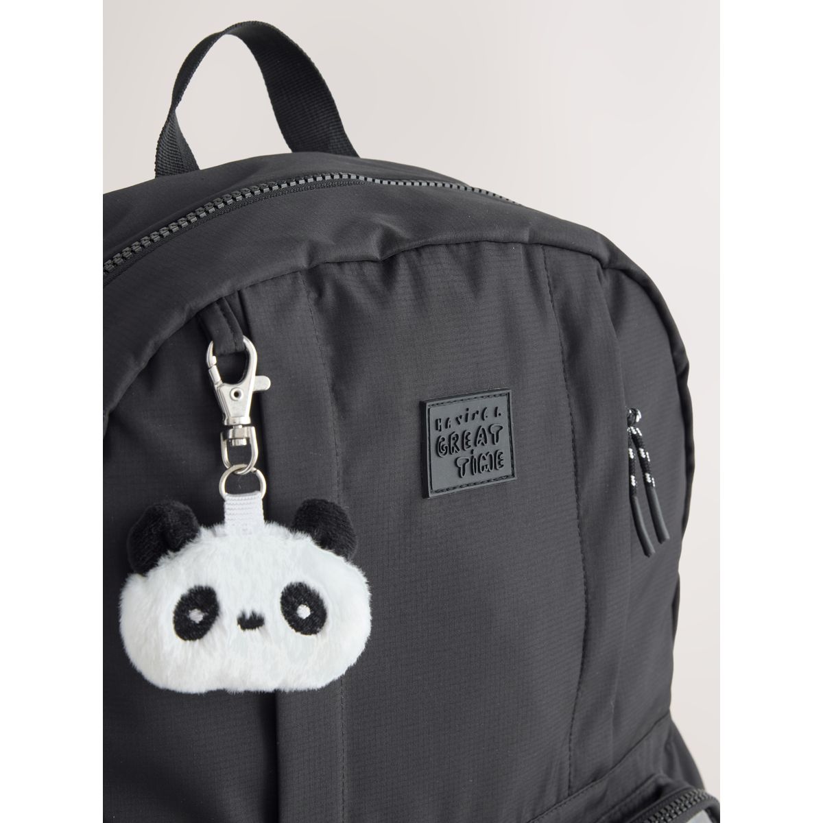 Sac à dos avec poche et porte-clés panda à pois noirs, NEXT