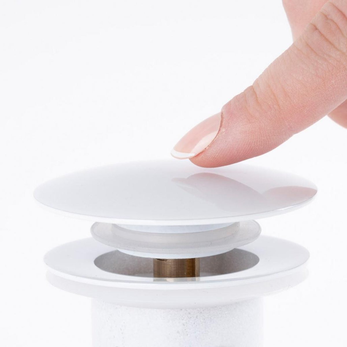 Bonde ronde pour lavabo pop up avec trop plein blanc, WANDA COLLECTION