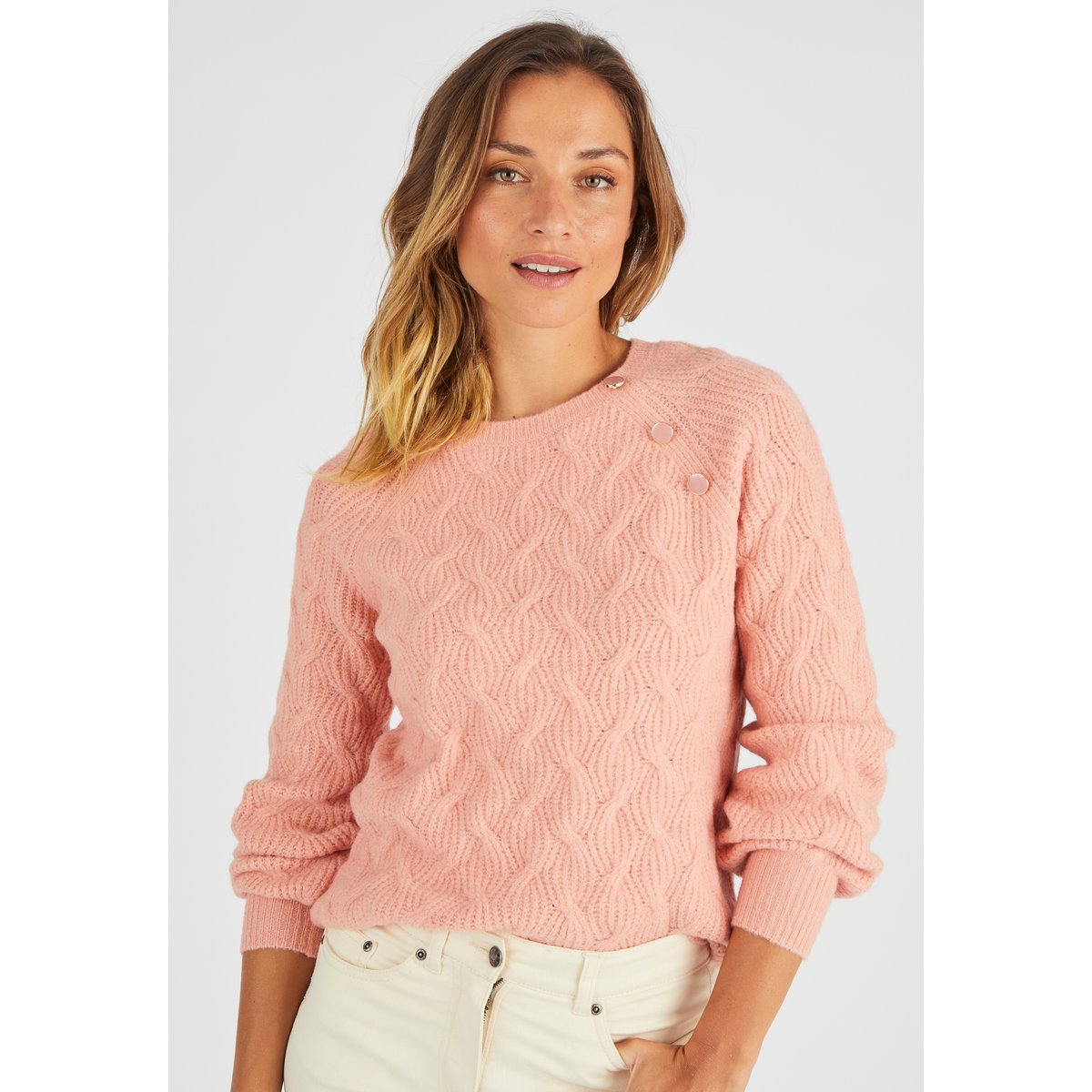 Pull torsadé Thermolactyl rose chiné, DAMART